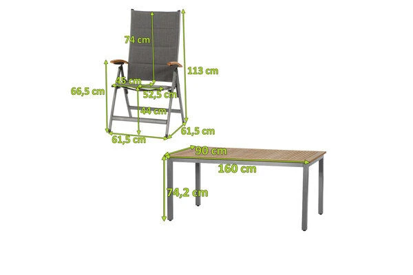 SIENA GARDEN Savina XL/Geneva Esstischgarnitur, Graphit/grau, Alu/Teak/Texfabric, Tisch 160x90 Cm, 6 Multipos. 5 SIENA GARDEN Savina XL/Geneva Esstischgarnitur, Graphit/grau, Alu/Teak/Texfabric, Tisch 160x90 Cm, 6 Multipos. – Bild 5