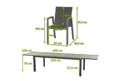 SIENA GARDEN Gomera II/Kingston Esstischgarnitur, Matt Graphit/grau/wood Look, Alu/Teak/Keramik/Texfabric, Tisch 220/340x108 Cm, 8 Stapelsessel -Beste Gartenmöbel Geschäfte 22066 5.jpg