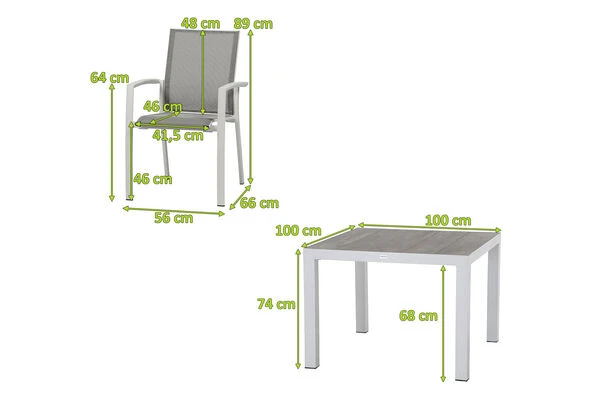 SIENA GARDEN Silva/Velia Esstischgarnitur, Matt Weiß, Alu/Keramik/Ranotex®-Gewebe, Tisch 100x100 Cm, 4 Dining Sessel 5 SIENA GARDEN Silva/Velia Esstischgarnitur, Matt Weiß, Alu/Keramik/Ranotex®-Gewebe, Tisch 100x100 Cm, 4 Dining Sessel – Bild 5