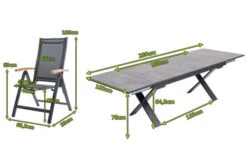 OUTFLEXX Esstischgarnitur, OUTFLEXX® Anthrazit Matt, Alu /HPL / Teak, Tisch 180/280x100cm, 6 Multipositionssessel 22 OUTFLEXX Esstischgarnitur, OUTFLEXX® Anthrazit Matt, Alu /HPL / Teak, Tisch 180/280x100cm, 6 Multipositionssessel -Beste Gartenmöbel Geschäfte 22146 5.jpg