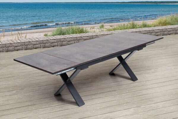 OUTFLEXX Esstischgarnitur, OUTFLEXX® Anthrazit Matt, Alu /HPL / Teak, Tisch 180/280x100cm, 8 Stapelsessel, 2 Multipo 6 OUTFLEXX Esstischgarnitur, OUTFLEXX® Anthrazit Matt, Alu /HPL / Teak, Tisch 180/280x100cm, 8 Stapelsessel, 2 Multipo – Bild 6