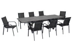OUTFLEXX Esstischgarnitur, OUTFLEXX® Anthrazit Matt, Alu / HPL / Textil, Tisch 180/280x100cm, 8 Sessel, Stapelbar -Beste Gartenmöbel Geschäfte 22165 18.jpg