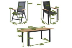 OUTFLEXX Esstischgarnitur, OUTFLEXX® Anthrazit Matt, Alu / Teak / Textil, Tisch 150/210x90cm, 6 Stapelsessel, 2 Multipo -Beste Gartenmöbel Geschäfte 22172 5.jpg