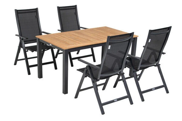OUTFLEXX Esstischgarnitur, OUTFLEXX® Anthrazit Matt, Alu / Teak / Textil, Ausziehtisch 150/210x90cm, 4 Multipo 18 OUTFLEXX Esstischgarnitur, OUTFLEXX® Anthrazit Matt, Alu / Teak / Textil, Ausziehtisch 150/210x90cm, 4 Multipo – Bild 18