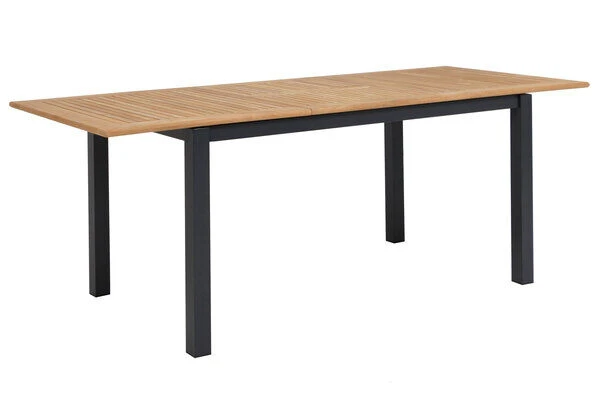 OUTFLEXX Esstischgarnitur, OUTFLEXX® Anthrazit Matt, Alu / Teak / Textil, Ausziehtisch 150/210x90cm, 6 Stapelsessel 10 OUTFLEXX Esstischgarnitur, OUTFLEXX® Anthrazit Matt, Alu / Teak / Textil, Ausziehtisch 150/210x90cm, 6 Stapelsessel – Bild 10