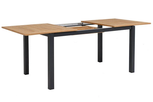 OUTFLEXX Esstischgarnitur, OUTFLEXX® Anthrazit Matt, Alu / Teak / Textil, Ausziehtisch 150/210x90cm, 6 Stapelsessel 8 OUTFLEXX Esstischgarnitur, OUTFLEXX® Anthrazit Matt, Alu / Teak / Textil, Ausziehtisch 150/210x90cm, 6 Stapelsessel – Bild 8