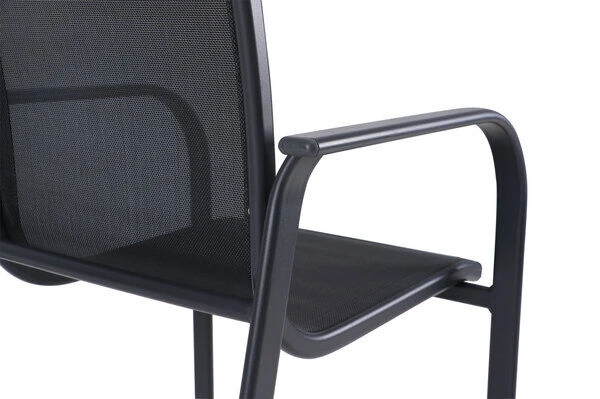 OUTFLEXX Esstischgarnitur, OUTFLEXX® Anthrazit Matt, Alu / Teak / Textil, Tisch 180/240x100cm, 6 Sessel, Stapelbar 15 OUTFLEXX Esstischgarnitur, OUTFLEXX® Anthrazit Matt, Alu / Teak / Textil, Tisch 180/240x100cm, 6 Sessel, Stapelbar – Bild 15