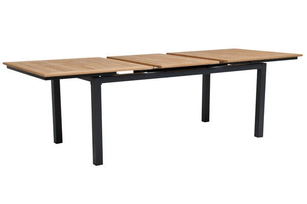 OUTFLEXX Esstischgarnitur, OUTFLEXX® Anthrazit Matt, Alu / Teak / Textil, Tisch 180/240x100cm, 6 Sessel, Stapelbar 9 OUTFLEXX Esstischgarnitur, OUTFLEXX® Anthrazit Matt, Alu / Teak / Textil, Tisch 180/240x100cm, 6 Sessel, Stapelbar – Bild 9