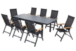 OUTFLEXX Premium Esstischgarnitur, OUTFLEXX® Anthrazit Matt, Alu / Glas / Teak, Tisch 180/240x100cm, 8 Multipositionssessel -Beste Gartenmöbel Geschäfte 22206 21.jpg