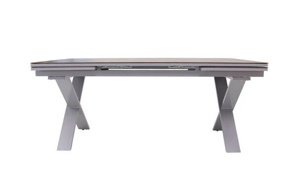 OUTFLEXX Esstischgarnitur, Silber, Alu / HPL / Textil, Tisch 180/280x100cm, 6 Multipositionssessel 12 OUTFLEXX Esstischgarnitur, Silber, Alu / HPL / Textil, Tisch 180/280x100cm, 6 Multipositionssessel – Bild 12