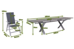 OUTFLEXX Esstischgarnitur, Silber, Alu / HPL / Textil, Tisch 180/280x100cm, 6 Multipositionssessel 22 OUTFLEXX Esstischgarnitur, Silber, Alu / HPL / Textil, Tisch 180/280x100cm, 6 Multipositionssessel -Beste Gartenmöbel Geschäfte 22220 5.jpg