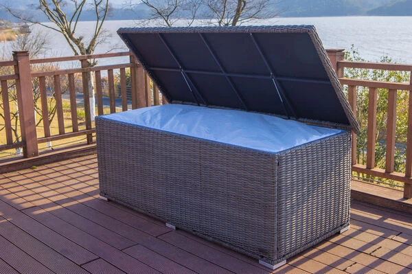 OUTFLEXX Kissenbox L, Grau, Polyrattan, 204x94x75cm 1 OUTFLEXX Kissenbox L, Grau, Polyrattan, 204x94x75cm
