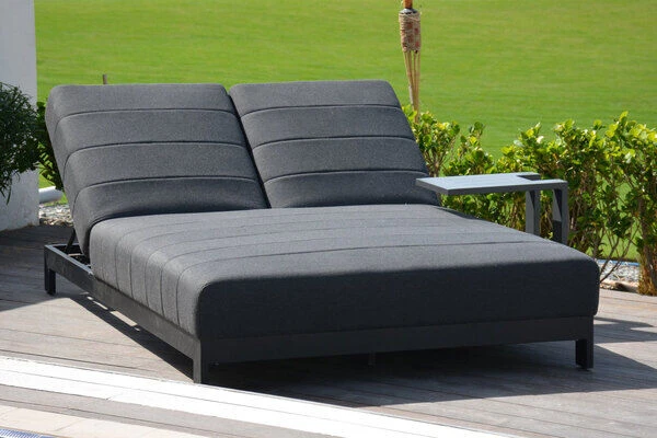 OUTFLEXX Doppelliegen, Anthrazit/sooty, Alu/Sunbrella, 203x143x40/100, Höhenverstellbare Rückenlehne 1 OUTFLEXX Doppelliegen, Anthrazit/sooty, Alu/Sunbrella, 203x143x40/100, Höhenverstellbare Rückenlehne