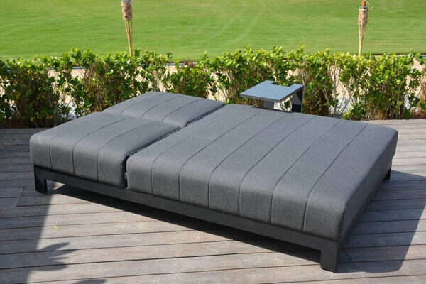 OUTFLEXX Doppelliegen, Anthrazit/sooty, Alu/Sunbrella, 203x143x40/100, Höhenverstellbare Rückenlehne 4 OUTFLEXX Doppelliegen, Anthrazit/sooty, Alu/Sunbrella, 203x143x40/100, Höhenverstellbare Rückenlehne – Bild 4