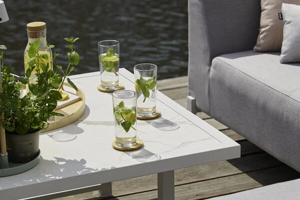 HARTMAN Dion Ecklounge, Grau/weiß, Sunbrella/Keramik, 5 Personen, Inklusive Beistelltisch 6 HARTMAN Dion Ecklounge, Grau/weiß, Sunbrella/Keramik, 5 Personen, Inklusive Beistelltisch – Bild 6