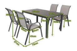 VILLANA Esstischgarnitur, Anthrazit/grau, Alu/Holzimitat/Textil, Tisch 150x90cm, 4 Sessel, Stapelbar -Beste Gartenmöbel Geschäfte 22575 05.jpg