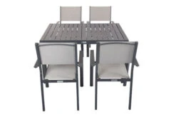 VILLANA Esstischgruppe, Anthrazit/grau, Alu/Textilene, Tisch 130/180x90cm, 4 Stapelsessel -Beste Gartenmöbel Geschäfte 22585 07.jpg