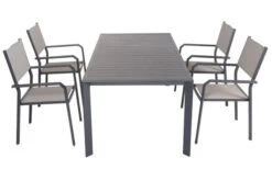 VILLANA Esstischgruppe, Anthrazit/grau, Alu/Textilene, Tisch 130/180x90cm, 4 Stapelsessel -Beste Gartenmöbel Geschäfte 22585 08.jpg