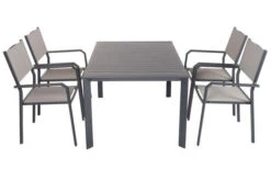 VILLANA Esstischgruppe, Anthrazit/grau, Alu/Textilene, Tisch 130/180x90cm, 4 Stapelsessel -Beste Gartenmöbel Geschäfte 22585 09.jpg