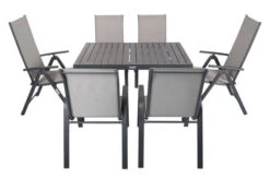 VILLANA Esstischgruppe, Anthrazit/grau, Alu/Textilene, Tisch 130/180x90cm, 4 Stapelsessel, 2 Multipo -Beste Gartenmöbel Geschäfte 22589 08.jpg