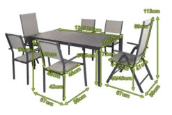 VILLANA Esstischgruppe, Anthrazit/grau, Alu/Textilene, Tisch 130/180x90cm, 2 Multipo, 4 Stapelsessel -Beste Gartenmöbel Geschäfte 22590 05.jpg