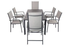 VILLANA Esstischgruppe, Anthrazit/grau, Alu/Textilene, Tisch 130/180x90cm, 2 Multipo, 4 Stapelsessel -Beste Gartenmöbel Geschäfte 22590 09.jpg