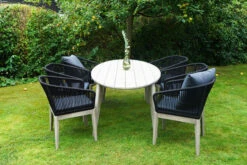 Ploß Arendal Sitzgruppe, Schwarz/grau, Rope/FSC-Akazie, 4 Sessel, Tisch 200 X 100 Cm, Oval