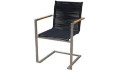 OUTFLEXX Esstischgarnitur, Silber/schwarz, Edelstahl/Granit/Rope, 200x100 Cm, 6 Freischwinger, Armlehnen Aus FSC-Teak -Beste Gartenmöbel Geschäfte 22802 03.jpg