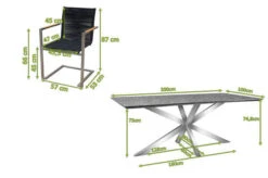 OUTFLEXX Esstischgarnitur, Silber/schwarz, Edelstahl/Granit/Rope, 200x100 Cm, 6 Freischwinger, Armlehnen Aus FSC-Teak -Beste Gartenmöbel Geschäfte 22802 05.jpg