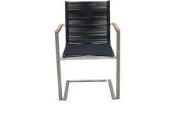 OUTFLEXX Esstischgarnitur, Silber/schwarz, Edelstahl/Granit/Rope, 200x100 Cm, 6 Freischwinger, Armlehnen Aus FSC-Teak -Beste Gartenmöbel Geschäfte 22802 08.jpg