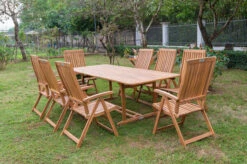 OUTFLEXX Sitzgruppe, Natur, Akazie, Ausziehtisch 150/200 X 90 Cm, 8 Multipositionssessel