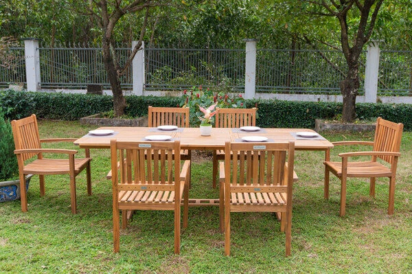 OUTFLEXX Sitzgruppe, Natur, Akazie, Ausziehtisch 150/200 X 90 Cm, 6 Armlehnensessel 10 OUTFLEXX Sitzgruppe, Natur, Akazie, Ausziehtisch 150/200 X 90 Cm, 6 Armlehnensessel – Bild 10