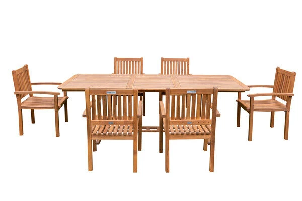 OUTFLEXX Sitzgruppe, Natur, Akazie, Ausziehtisch 150/200 X 90 Cm, 6 Armlehnensessel 11 OUTFLEXX Sitzgruppe, Natur, Akazie, Ausziehtisch 150/200 X 90 Cm, 6 Armlehnensessel – Bild 11