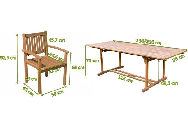 OUTFLEXX Sitzgruppe, Natur, Akazie, Ausziehtisch 150/200 X 90 Cm, 6 Armlehnensessel 5 OUTFLEXX Sitzgruppe, Natur, Akazie, Ausziehtisch 150/200 X 90 Cm, 6 Armlehnensessel – Bild 5
