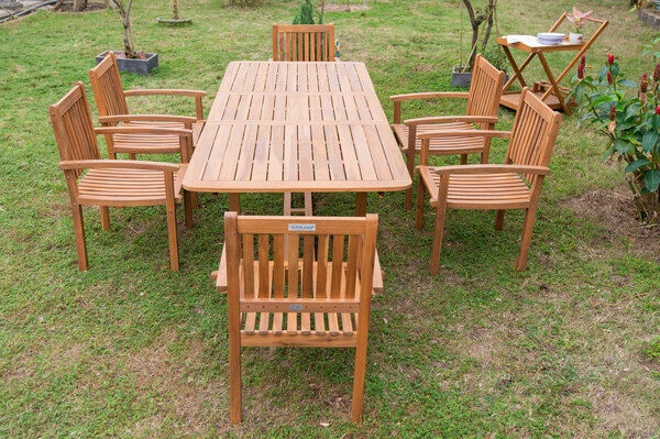 OUTFLEXX Sitzgruppe, Natur, Akazie, Ausziehtisch 150/200 X 90 Cm, 6 Armlehnensessel 7 OUTFLEXX Sitzgruppe, Natur, Akazie, Ausziehtisch 150/200 X 90 Cm, 6 Armlehnensessel – Bild 7