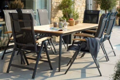 HARTMAN Silencio / Alice Sitzgruppe, Xerix/natur, Alu/Teak, 4x4 Textilen, 8 Multipo, 220x100cm, FSC-Teak Armlehnen