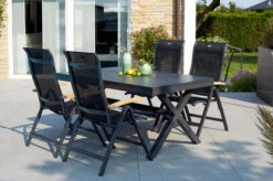 HARTMAN Xanadu / Alice Sitzgruppe, Xerix/natur, Alu/Teak/Glaskeramik, 4x4 Textilen, 4 Multipo, 160/220x90cm, FSC-Teak Armlehnen