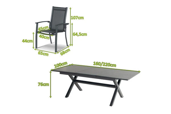 HARTMAN Xanadu / Alice Sitzgruppe, Xerix, Alu/Textilene/Glaskeramik, 6 Stapelsessel, 160/220x100cm 5 HARTMAN Xanadu / Alice Sitzgruppe, Xerix, Alu/Textilene/Glaskeramik, 6 Stapelsessel, 160/220x100cm – Bild 5