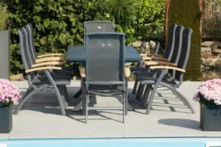 HARTMAN Xanadu / Da Vinci Sitzgruppe, Xerix/natur, Alu/Teak/Glaskeramik, 8 Multipo, 160/220x100cm, FSC-Teak Armlehnen