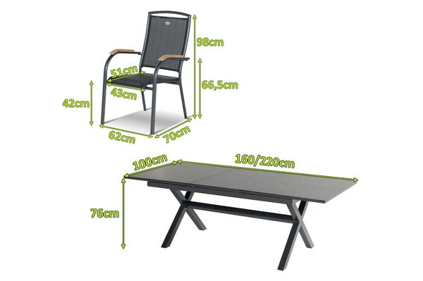 HARTMAN Xanadu / Raffaelo Sitzgruppe, Xerix/natur, Alu/Teak/Glaskeramik, 4 Dining Sessel, 160/220x100cm, FSC-Teak Armlehnen 4 HARTMAN Xanadu / Raffaelo Sitzgruppe, Xerix/natur, Alu/Teak/Glaskeramik, 4 Dining Sessel, 160/220x100cm, FSC-Teak Armlehnen – Bild 4