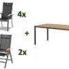 HARTMAN Aruba / Alice Sitzgruppe, Xerix/natur, Alu/Teak/Glaskeramik, 4x4 Textilen, 4 Dining Sessel, 2 Multipo, 160x90cm, FSC-Teak Armlehnen