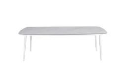 OUTFLEXX Esstisch, Weiß/grau, Alu/Glas In Keramikoptik, 220x100 Cm