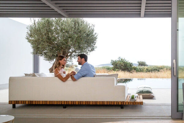 OUTFLEXX Icon Ecklounge, Natte/natur, Alu/Teak/Sunbrella, 4-5 Personen, Inkl. Loungetisch, Seitenablage Aus Teak 2 OUTFLEXX Icon Ecklounge, Natte/natur, Alu/Teak/Sunbrella, 4-5 Personen, Inkl. Loungetisch, Seitenablage Aus Teak – Bild 2