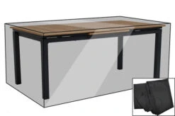 OUTFLEXX Premium Abdeckhaube Für Tische, Schwarz, Polyester, 185 X 102x 73 Cm, Wasserbeständig, Integriertes Zugband