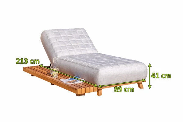 OUTFLEXX Icon Loungeliege, Lead Chine, Alu/Teak/Sunbrella, 213 X 89 X 41 Cm, Inkl. Verstellbarer Rückenlehne 5 OUTFLEXX Icon Loungeliege, Lead Chine, Alu/Teak/Sunbrella, 213 X 89 X 41 Cm, Inkl. Verstellbarer Rückenlehne – Bild 5