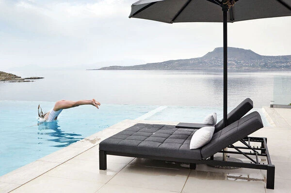 OUTFLEXX Twin Doppelliege, Sooty/marble, Alu/Sunbrella, 196 X 161 X 34 Cm, Rückenlehne Verstellbar, Inkl. Beistelltisch Und 1x Rückenkissen 3 OUTFLEXX Twin Doppelliege, Sooty/marble, Alu/Sunbrella, 196 X 161 X 34 Cm, Rückenlehne Verstellbar, Inkl. Beistelltisch Und 1x Rückenkissen – Bild 3