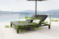 OUTFLEXX Twin Doppelliege, Sooty/marble, Alu/Sunbrella, 196 X 161 X 34 Cm, Rückenlehne Verstellbar, Inkl. Beistelltisch Und 1x Rückenkissen 9 OUTFLEXX Twin Doppelliege, Sooty/marble, Alu/Sunbrella, 196 X 161 X 34 Cm, Rückenlehne Verstellbar, Inkl. Beistelltisch Und 1x Rückenkissen -Beste Gartenmöbel Geschäfte 23469 mass.jpg