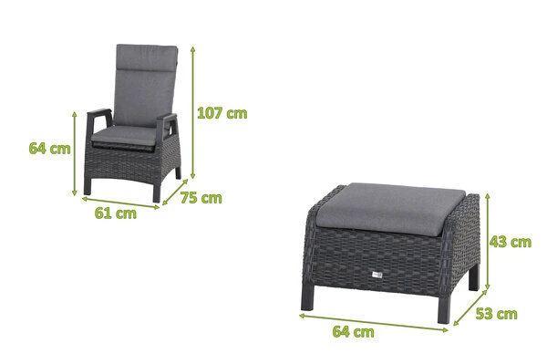 SIENA GARDEN Solea Dining Sessel, Night-blue, Alu/Gardino®-Geflecht, 75 X 61 X 107cm, Inkl. Fußhocker, Stufenlos Verstellbar 5 SIENA GARDEN Solea Dining Sessel, Night-blue, Alu/Gardino®-Geflecht, 75 X 61 X 107cm, Inkl. Fußhocker, Stufenlos Verstellbar – Bild 5