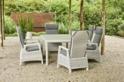 SIENA GARDEN Carlos/Corido Dining Set, Weiß/grau, Alu/Gardino®-Geflecht/Keramik, 180 X 100cm, Inkl. 6 Diningsessel