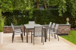 SIENA GARDEN Carlos/Velia Dining Set, Anthrazit/grau, Alu/Ranotex®-Gewebe/Keramik, 220 X 100cm, Inkl. 8 Diningsessel